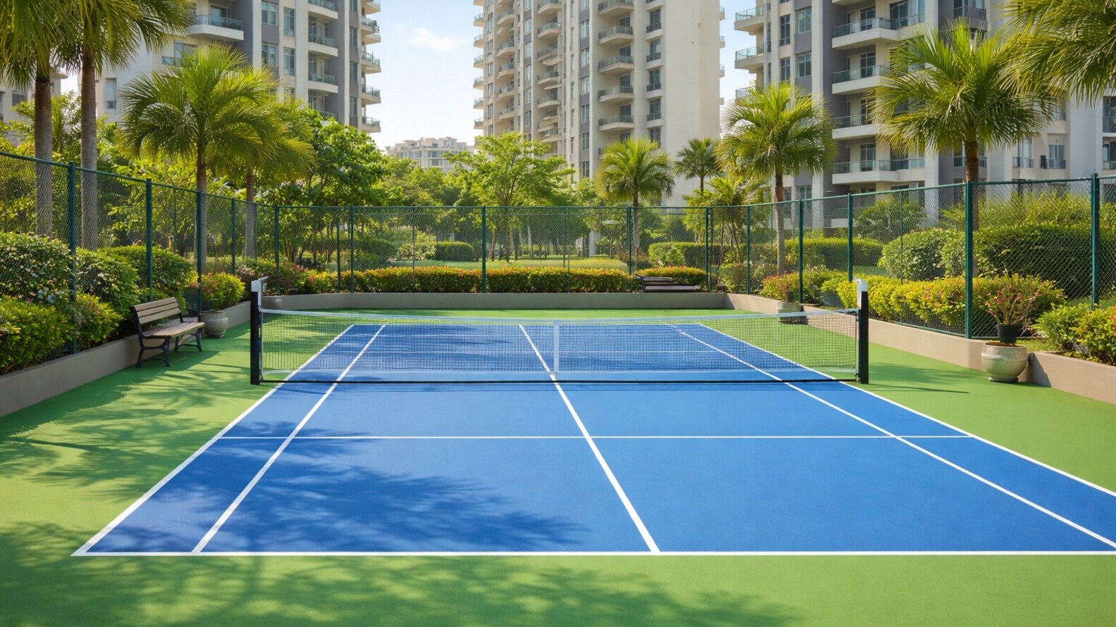 Outdoor community pickleball court