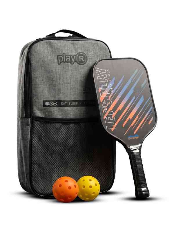 Pickleball paddle, balls and backpack